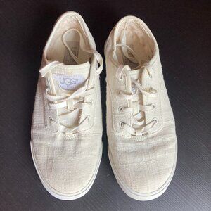 Women's UGG Australia Beige Cream Lace Up Casual Sneaker Shoes Size 3 US